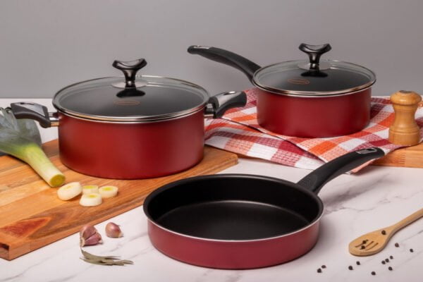 Juego De Bateria De Cocina Marmicoc 5 Piezas Rojo-Negro